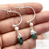 Raw Emerald Earrings, May Birthstone Earrings, Dangle Earrings, Silver Plated Earring, Holiday Gift Ideas, Statement Earrings, Birthday Gift